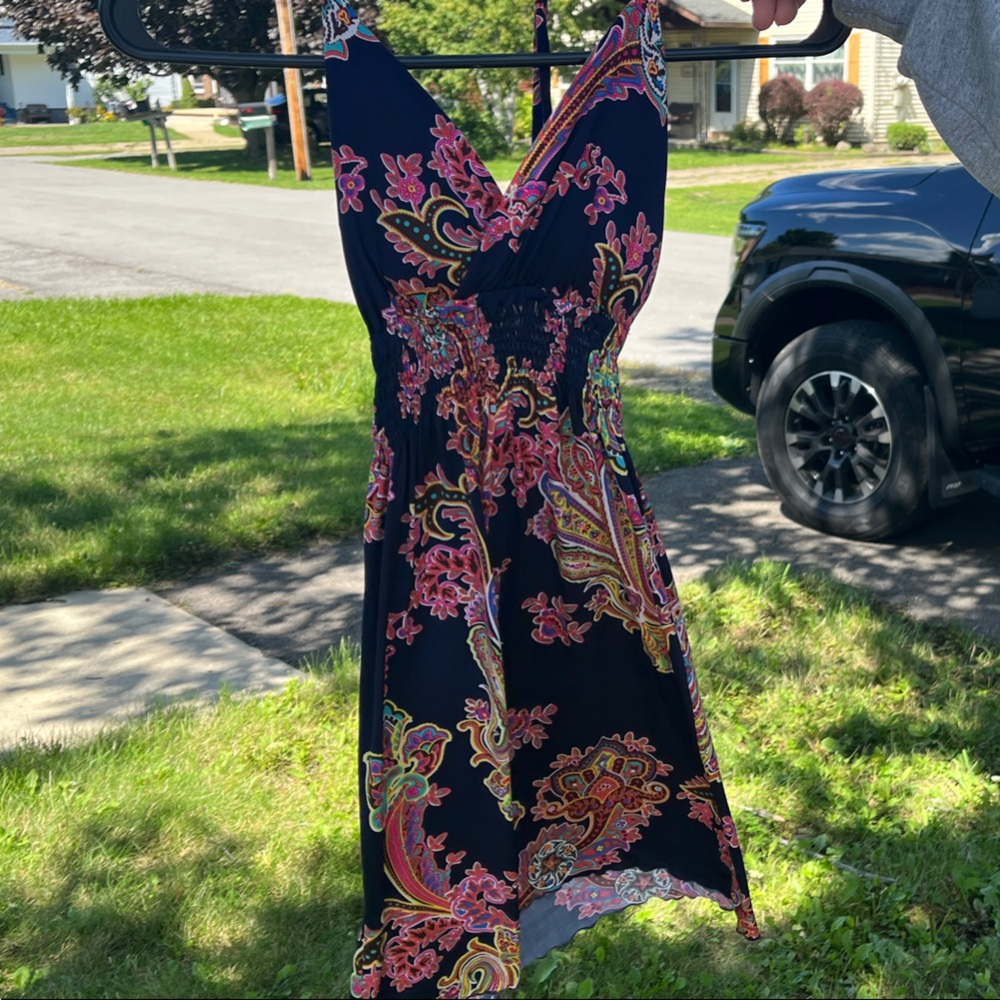 Tropical Navy Mini Dress